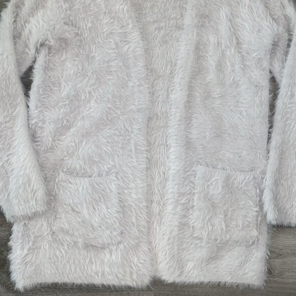 Free People Eyelash Long Cardigan Open Sweater Women's XS Light Gray White Boho - Picture 9 of 12